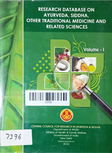 Research Databese On Ayurveda Siddha Other Traditional Midicine And Related Sciences Volume -1