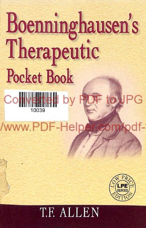 BOENNINGHAUSEN,S THERAPEUTIC POCKET BOOK