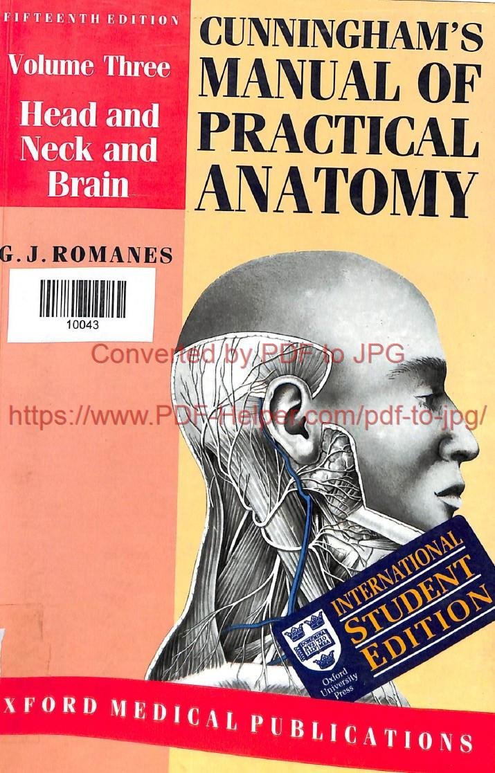 CUNNINGHAM'S MANUAL PRACTICAL ANATOMY VOL 3