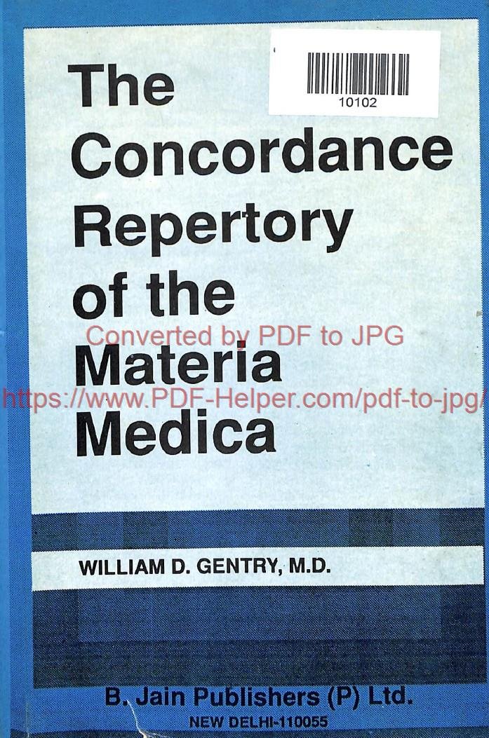 THE CONCORDANCE REPERTORY OF THE MATERIA MEDICA