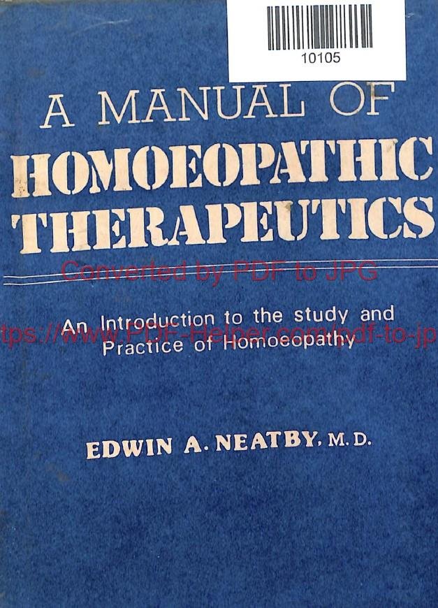 A MANUAL OF HOMOEOPATHIC THERAPEUTICS