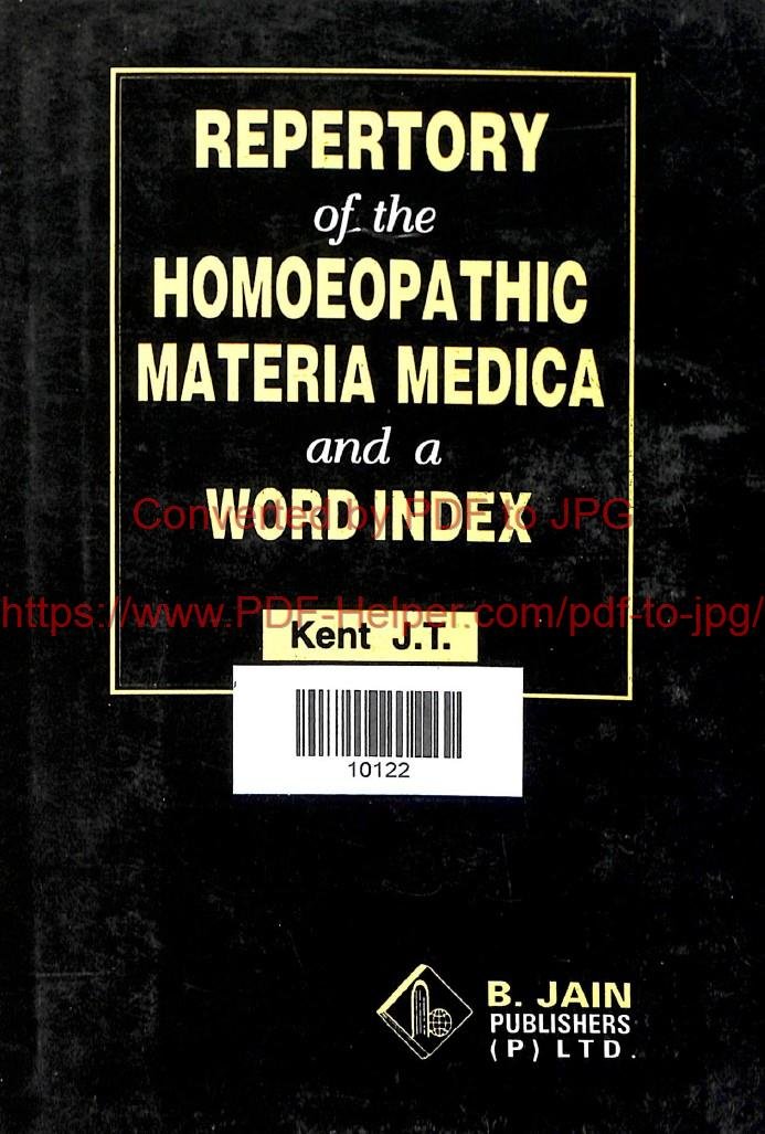 REPERTORY OF THE HOMOEOPATHIC MATERIA MEDICA AND A WORD INDEX