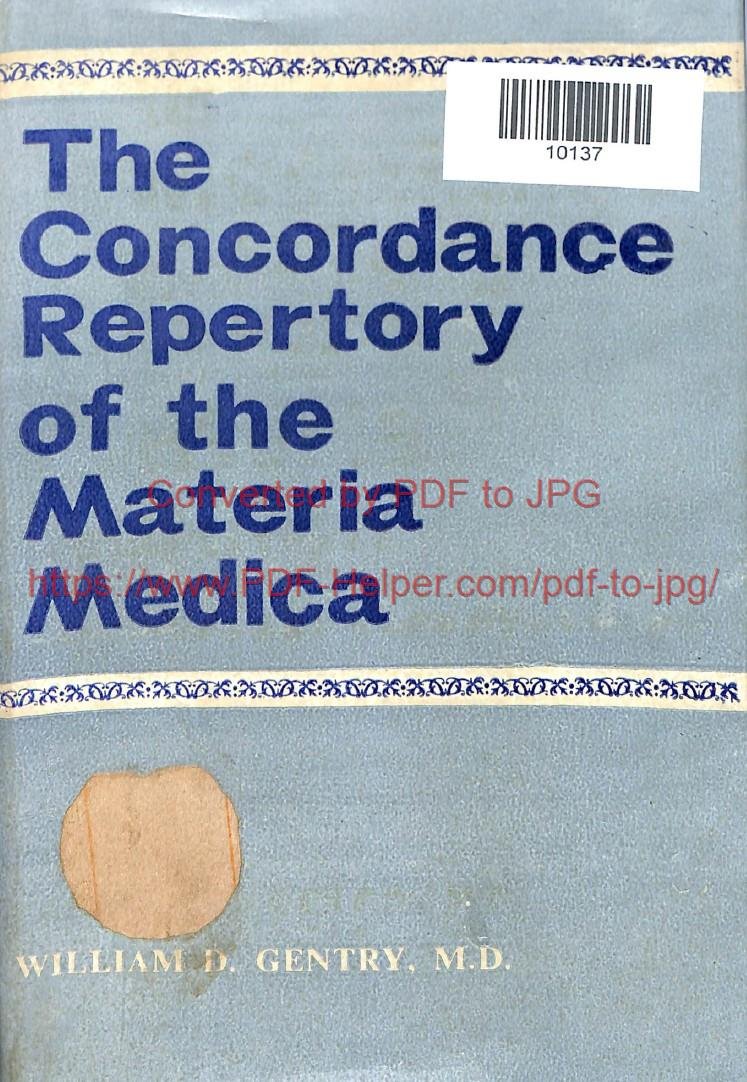 THE CONCORDANCE REPERTORY OF THE MATERIA MEDICA vol-2