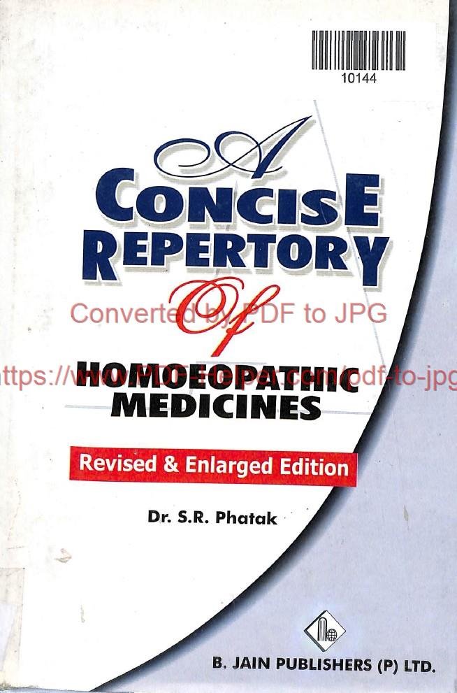 A CONCISE REPERTORY OF HOMOEOPATHIC MEDICINES