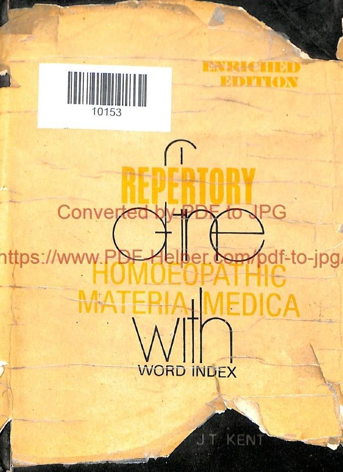 REPERTORY OF THE HOMOEOPATHIC MATERIA MEDICA
