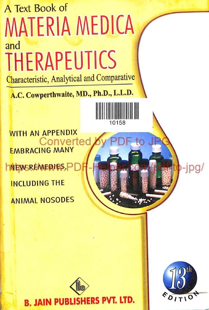 A TEXTBOOK OF MATERIA MEDICA AND THERAPEUTICS LITY OF CHARACTERISTIC SYMPTOMS