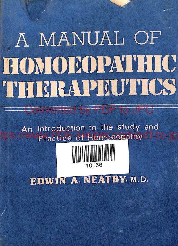 A MANUAL OF HOMOEOPATHIC THERAPEUTICS