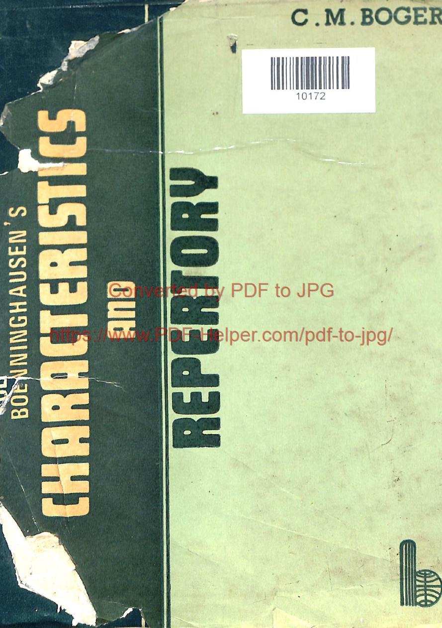 BOENNINGHAUSEN,S CHARACTERISTICS AND REPERTORY