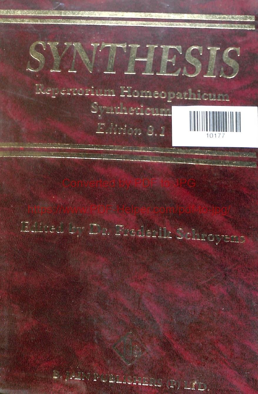 SYNTHESIS REPERTORIUM HOMOEOPATHIUM SYNTHETICUM