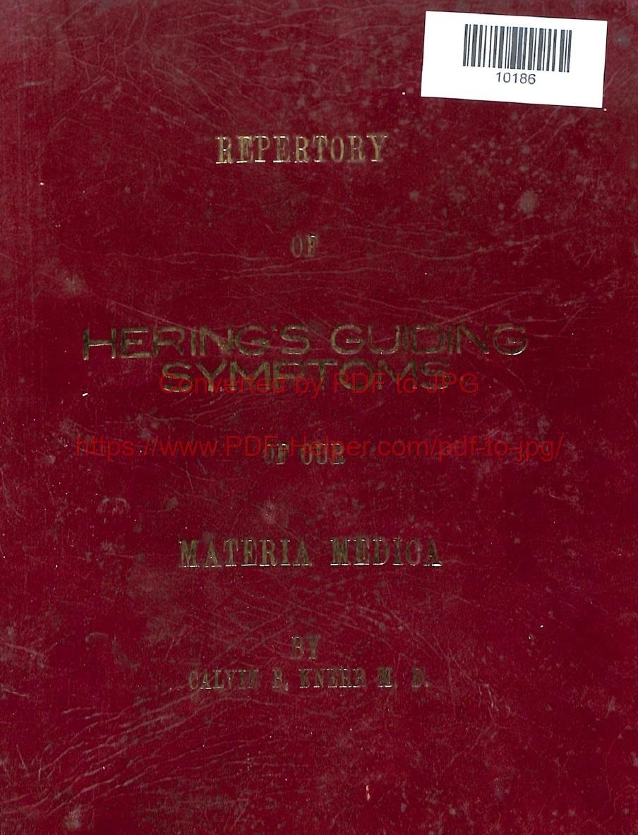 REPERTORY OF HERING,S GUIDING SYMPTOMS OF BOURF MATERIA MEDICA
