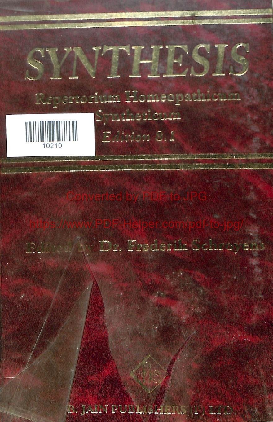 SYNTHESIS REPERTORIUM HOMOEOPATHICUM SYNTHETICUM EDITION 8.1