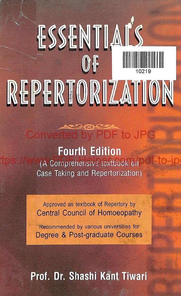 ESSENTIALS OF REPERTORIZATION FOURTH EDITION