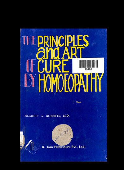THE PRINCIPLES AND ART OF CURE BY HOMOEOPATHY