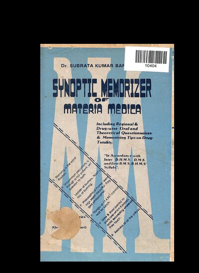 SYNOPTIC MEMORIZER OF MATERIA MEDICA VOL-2