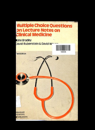 MULTIPLE CHOICE QUESTION ON LECTURE NOTES ON CLINICAL MEDICINE
