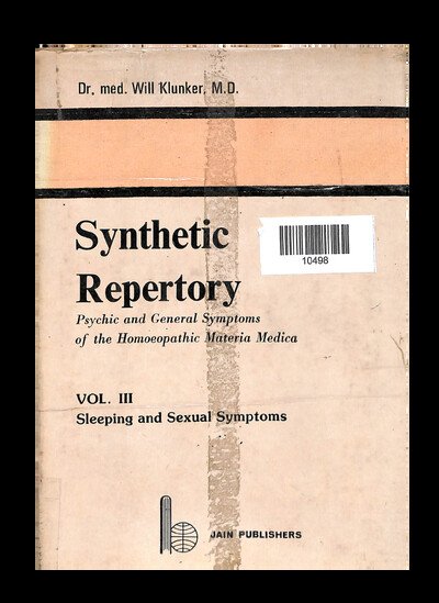 SYNTHETIC REPERTORY SLEEPING AND SEXUAL SYMPTOMS VOL-3