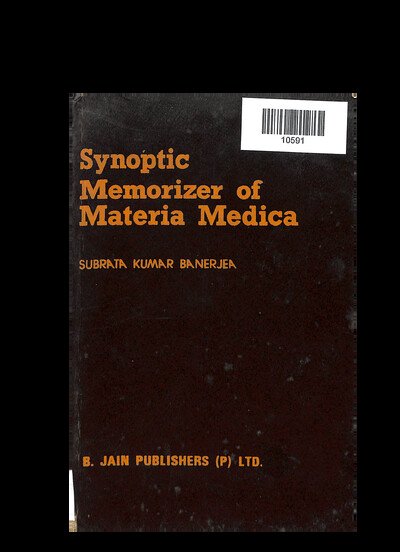 YNOPTIC MEMORIZER OF MATERIA MEDICA SUBRATA KUMAR BANERJEA