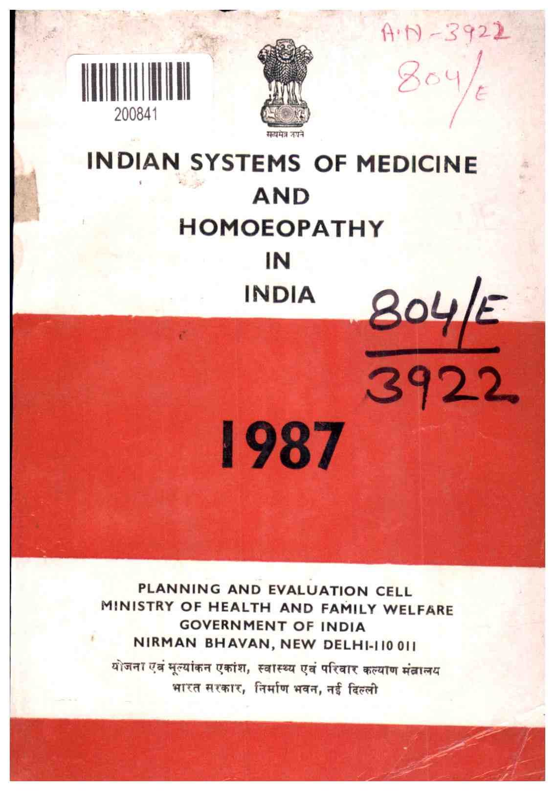 Indian Systems of Medicine and Homoeopathy in India