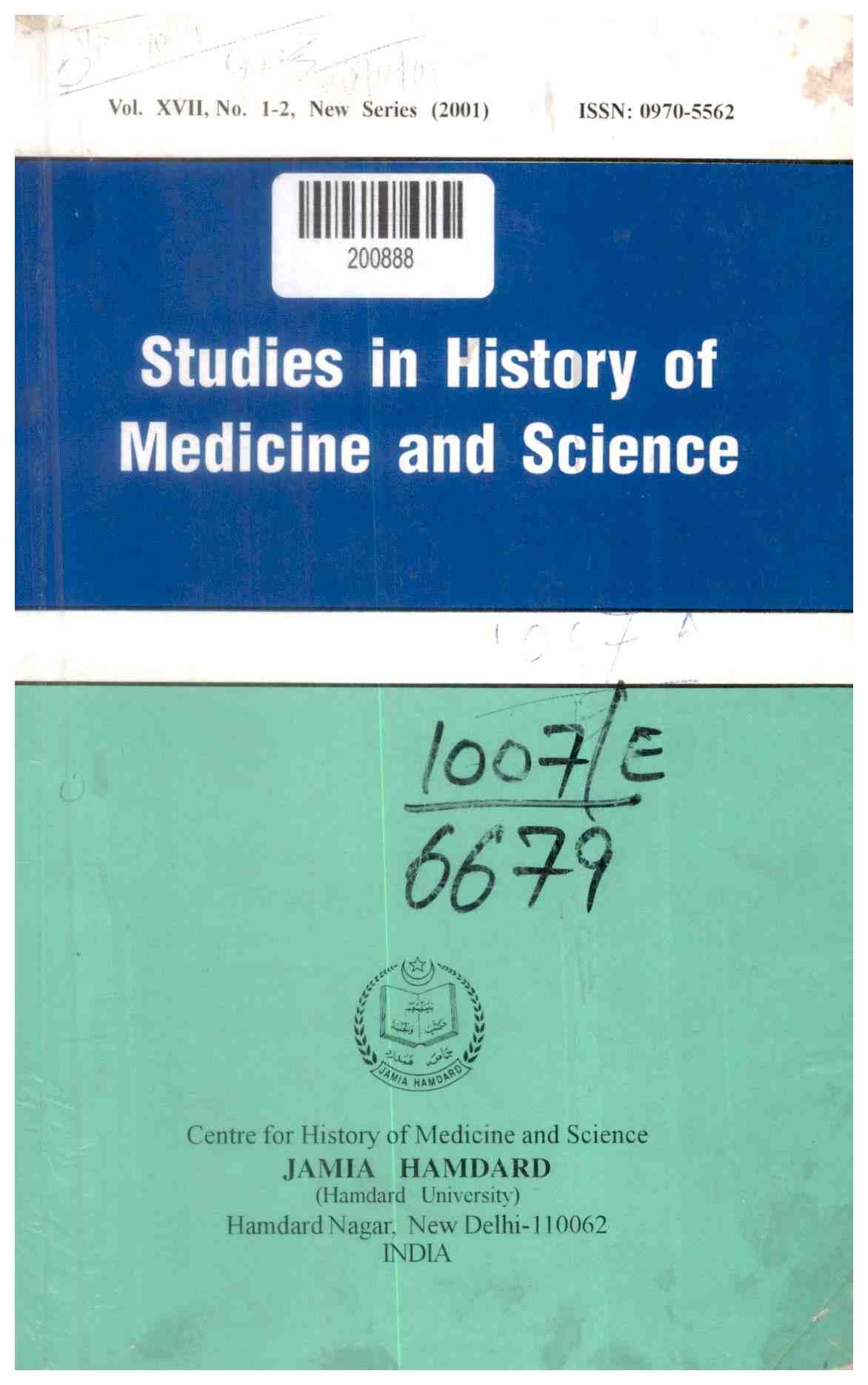 Studies in History of Medicine and Science