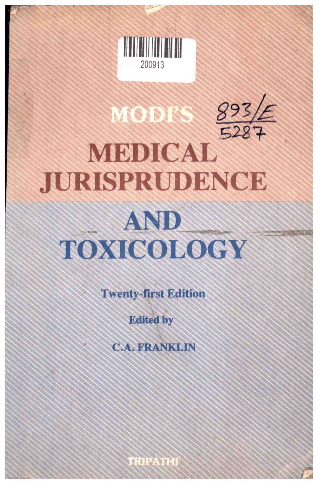 Modi's Medical Jurisprudence and Toxicology